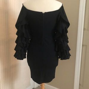 Symphony black ruffles sleeve 
bodycon dress